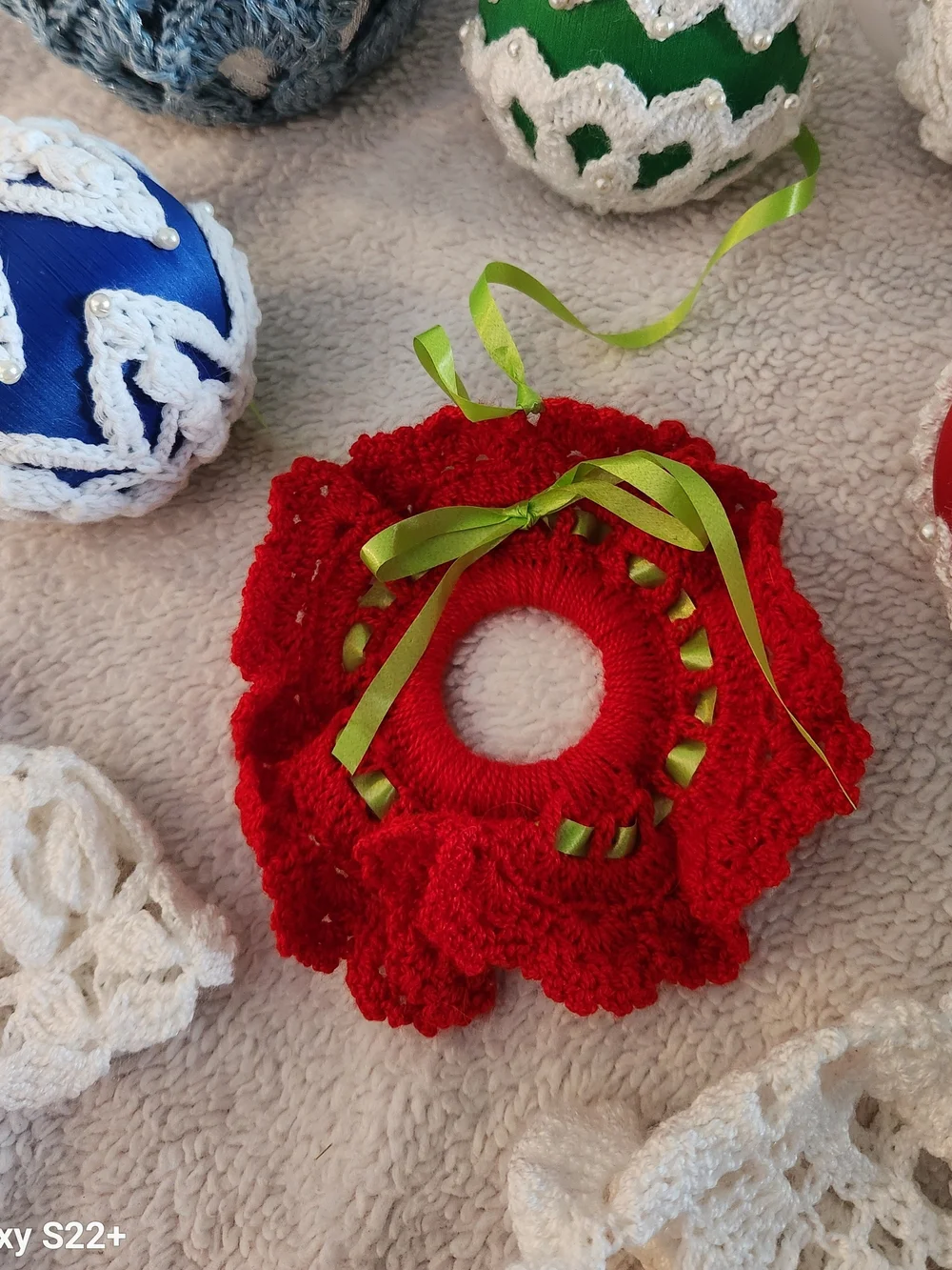 Vintage Handmade Crochet Christmas Ornaments Lot of 8 - Victorian Lace Style